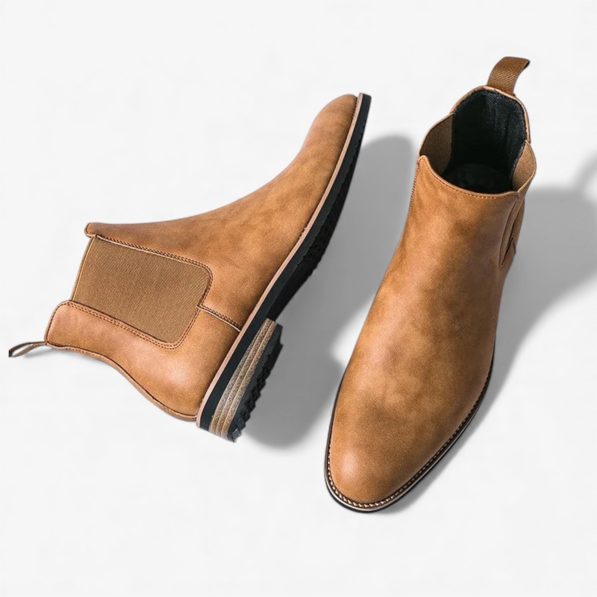 Leather high-top chelsea boots