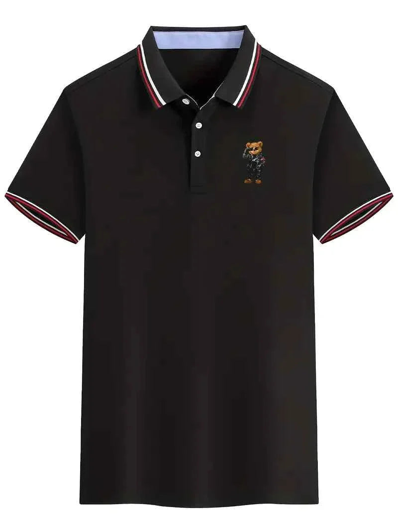 Men's Bear Print Polo - Comfort & Luxury