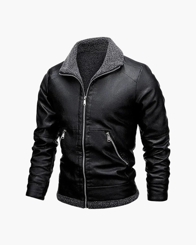 Giacca in Pelle con Interno in Fleece | Eleganza e Comfort