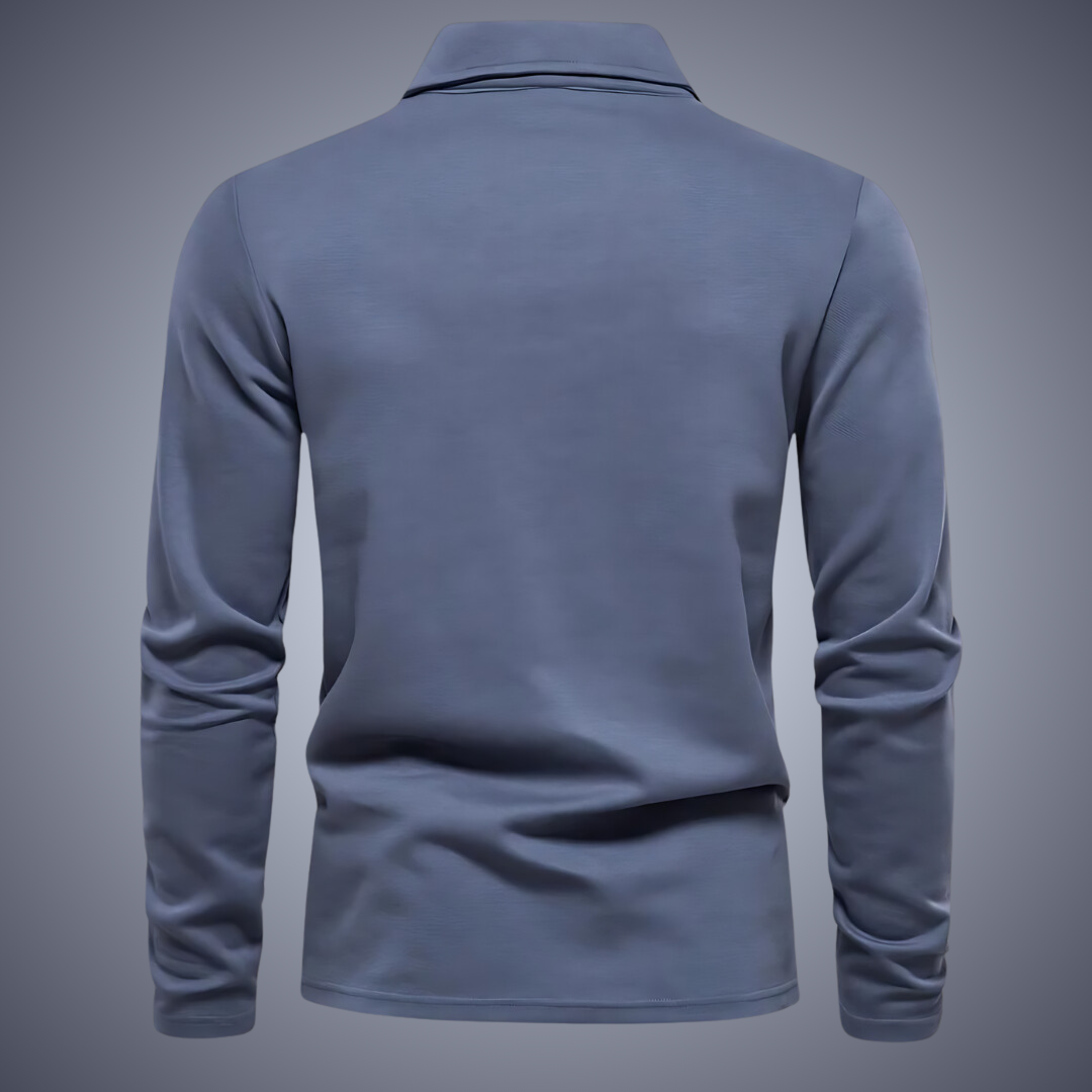 Men's Long Sleeve Polo Shirt - Classic Collar - Comfortable Regular Fit