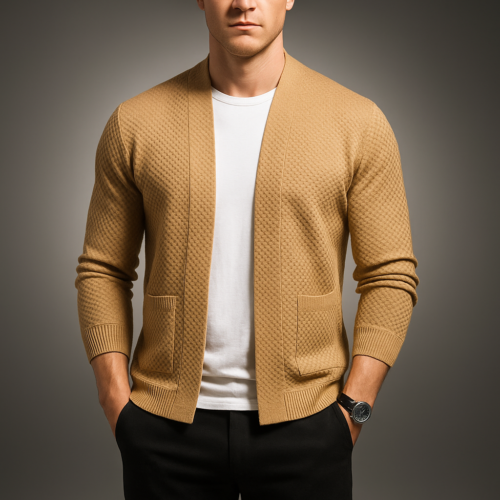 Men's Waffle-Knit Cardigan in Manchester Style