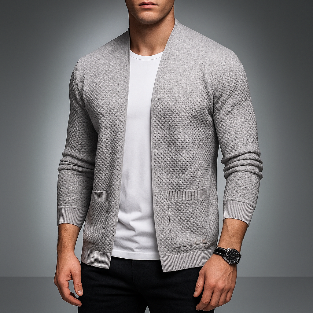 Men's Waffle-Knit Cardigan in Manchester Style