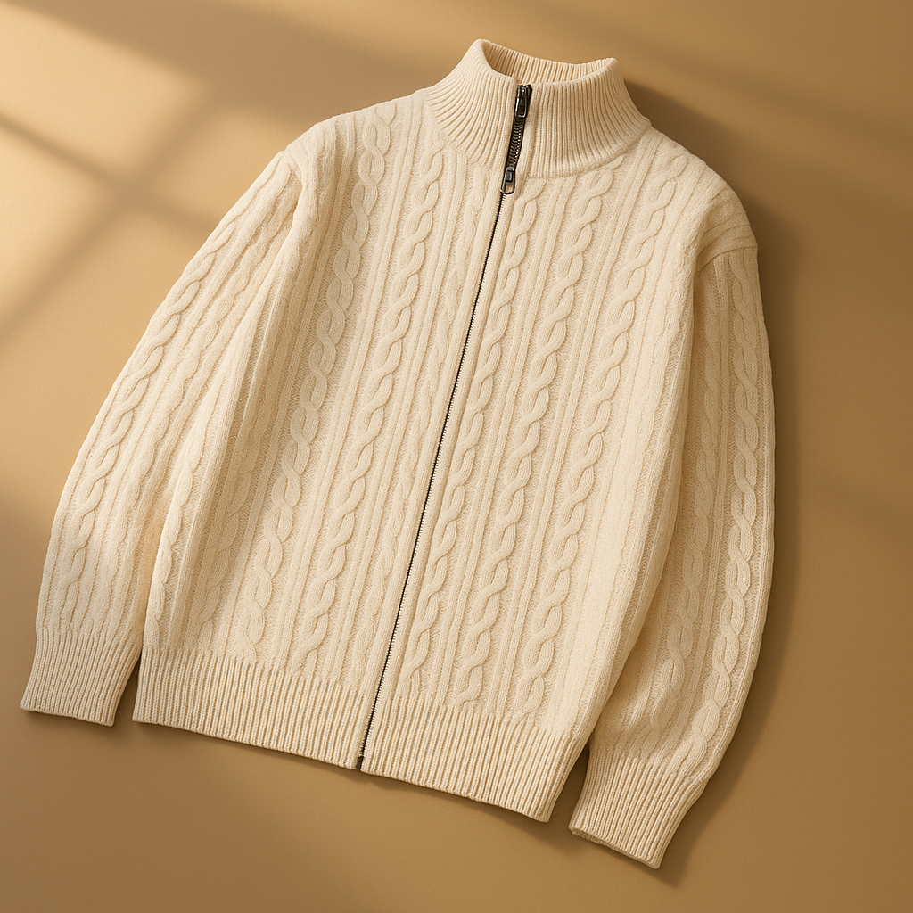 Men's Cable-Knit Zip Cardigan