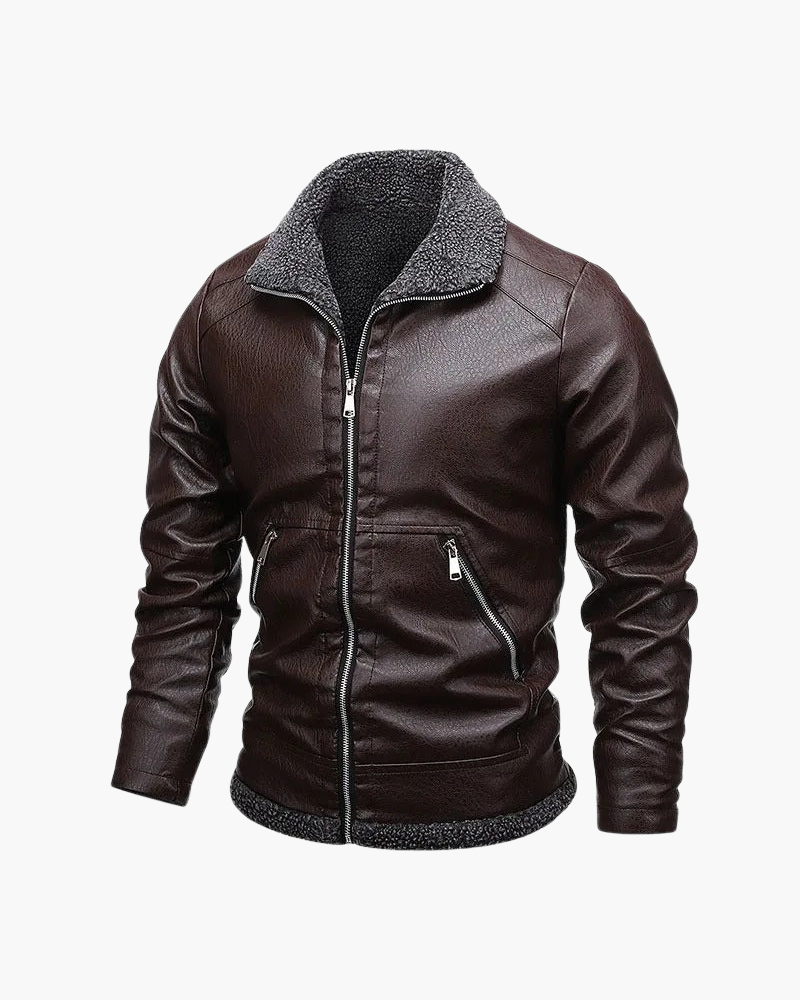 Giacca in Pelle con Interno in Fleece | Eleganza e Comfort