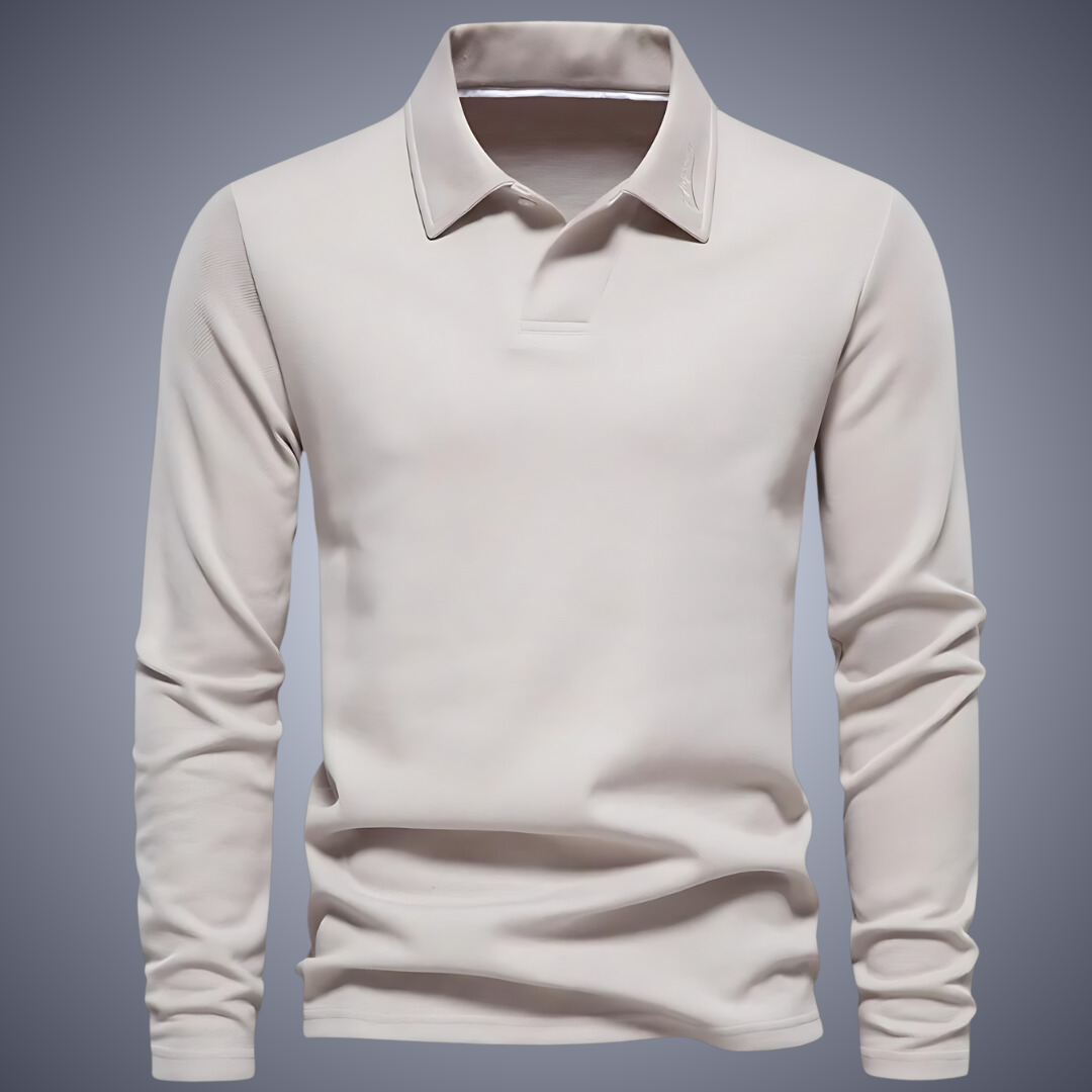 Men's Long Sleeve Polo Shirt - Classic Collar - Comfortable Regular Fit