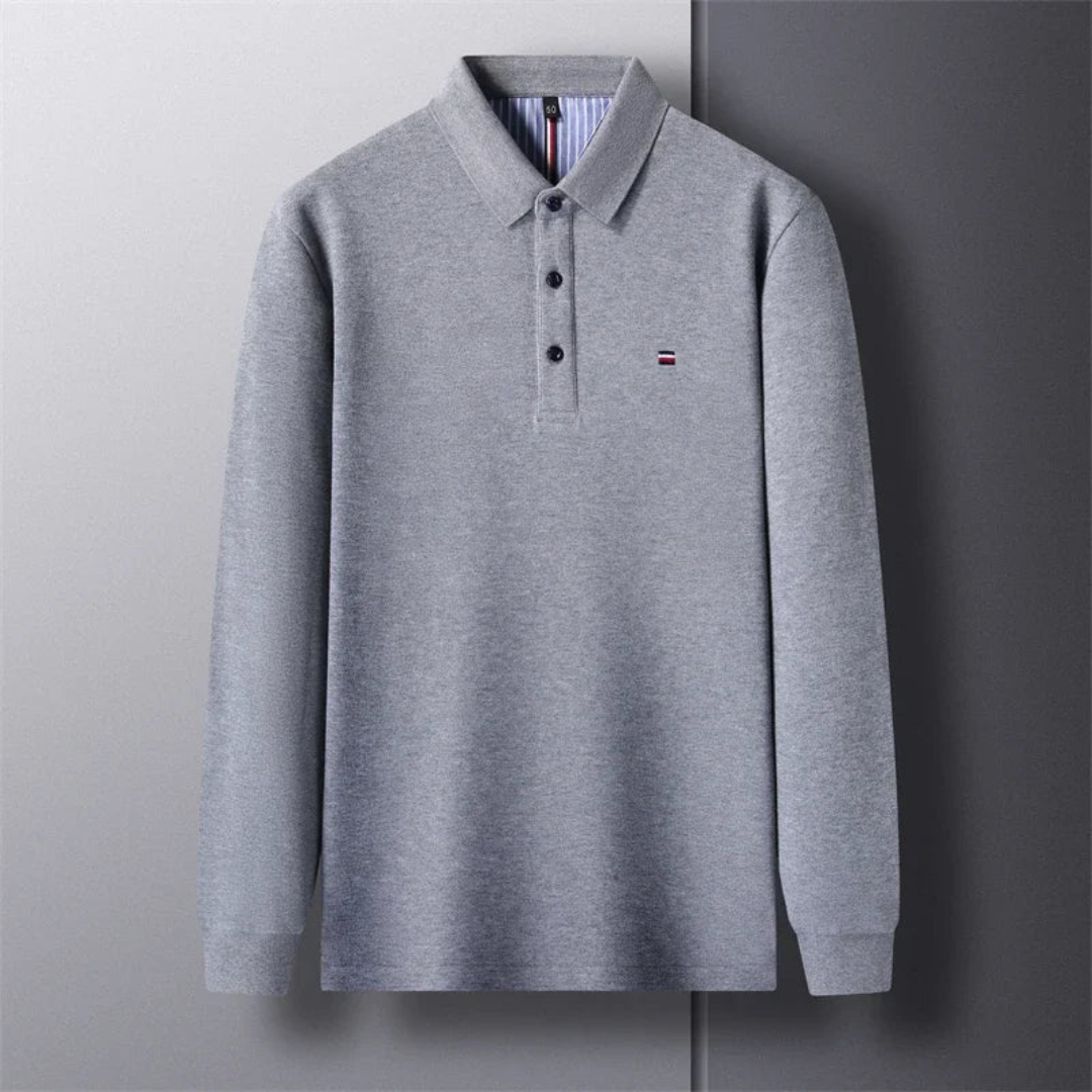 Men's Long Sleeve Polo Shirt with Embroidery - Comfortable & Breathable