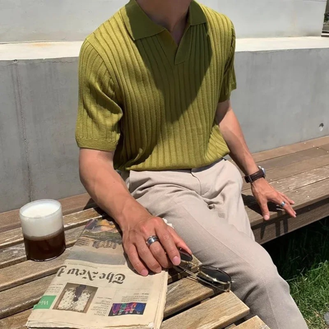 Men's Elegant Ribbed Polo Shirt