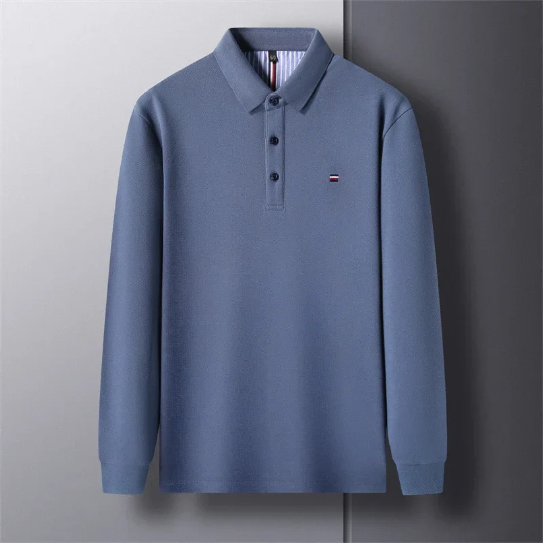 Men's Long Sleeve Polo Shirt with Embroidery - Comfortable & Breathable