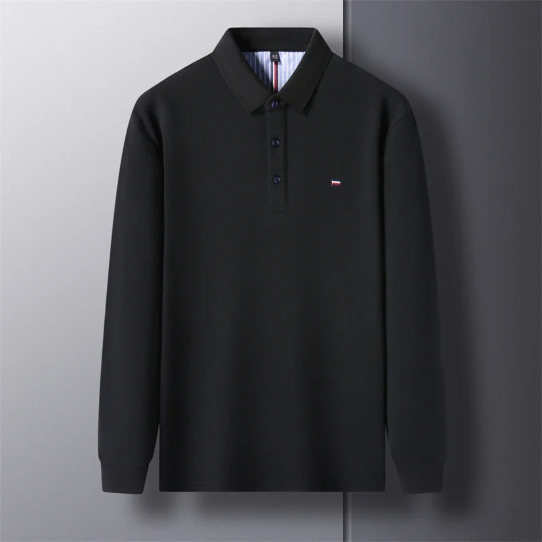 Men's Long Sleeve Polo Shirt with Embroidery - Comfortable & Breathable
