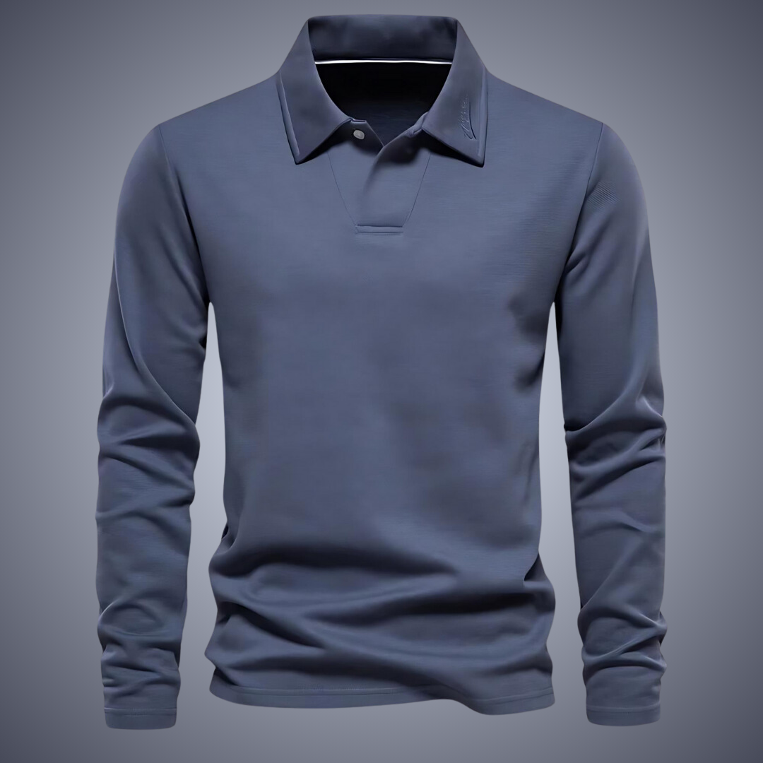 Men's Long Sleeve Polo Shirt - Classic Collar - Comfortable Regular Fit