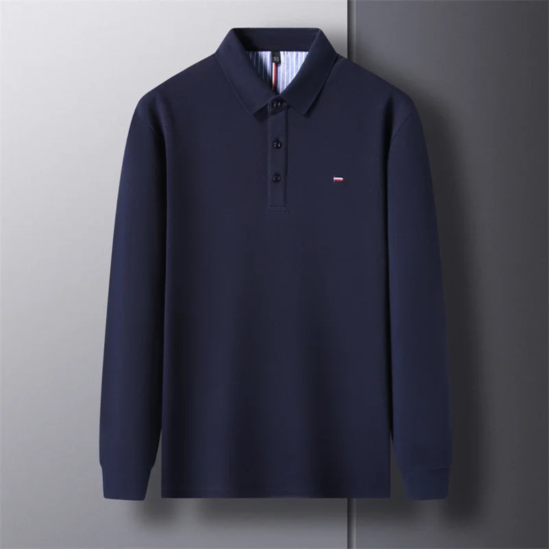 Men's Long Sleeve Polo Shirt with Embroidery - Comfortable & Breathable