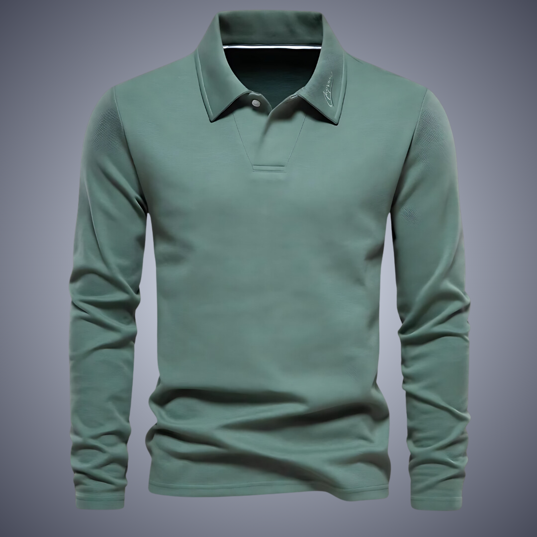 Men's Long Sleeve Polo Shirt - Classic Collar - Comfortable Regular Fit