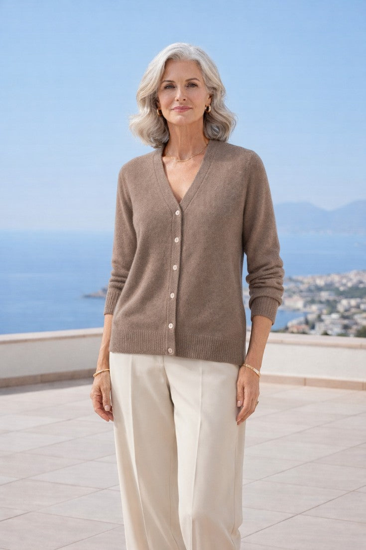 Cardigan con Bottoni e Scollatura V in Cashmere | Ideale per la Mezza Stagione