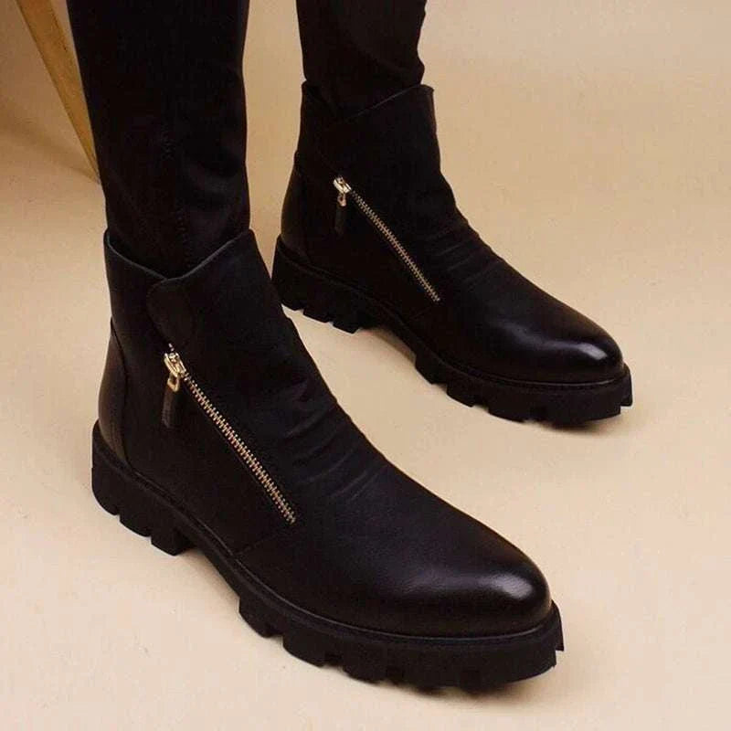Fashion leather chelsea boots with zipper