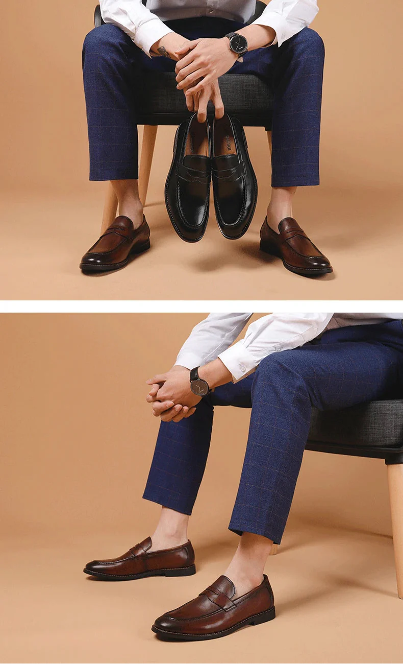 Genuine leather business dress loafer