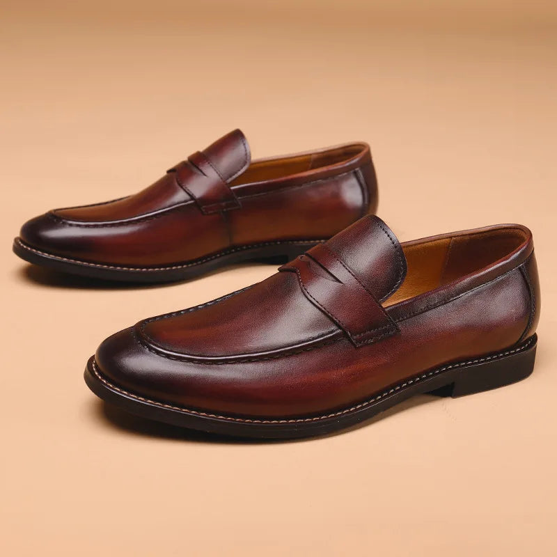 Genuine leather business dress loafer