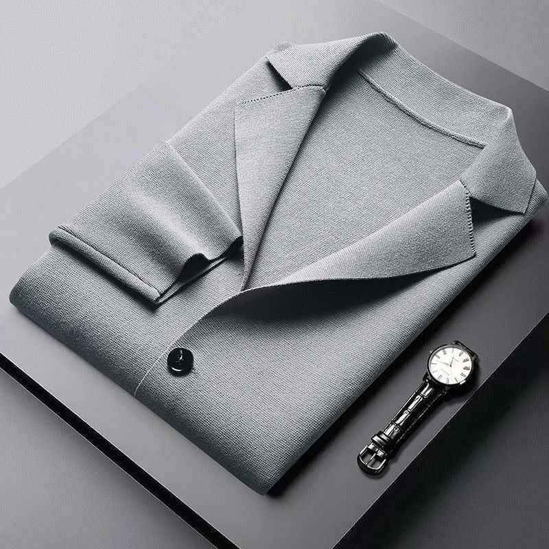 Men's Fold-Over Collar Cotton Cardigan