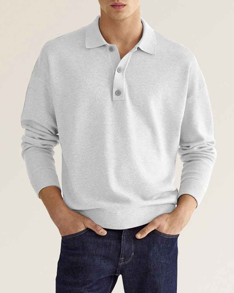 Men's Long Sleeve Polo Shirt - Relaxed Fit - Breathable Cotton Blend