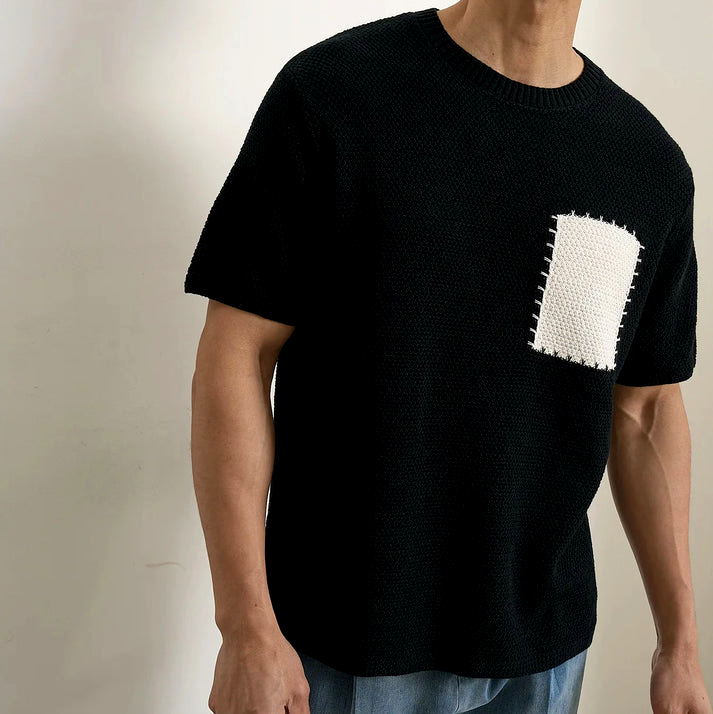 Men's Breathable Knitted Patchwork T-Shirt