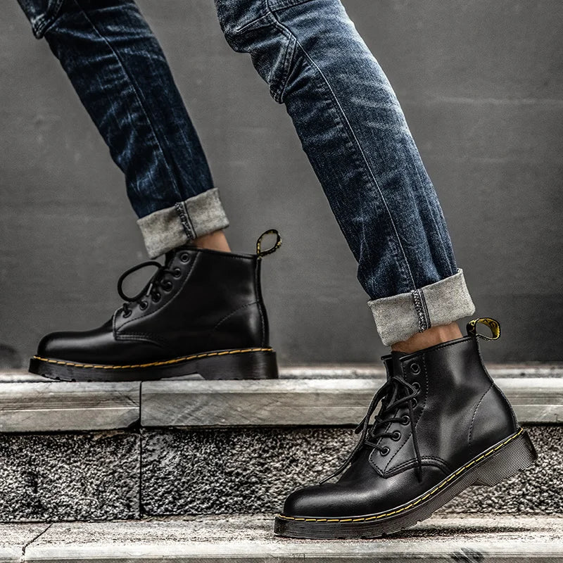 Heritage stitch ankle combat boot