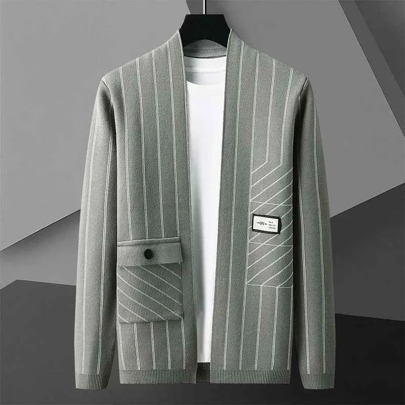Men's Striped Cardigan - Stylish Knitwear for Casual Wear