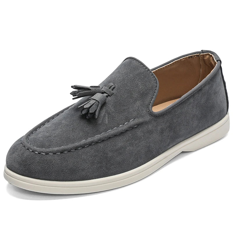 Tasseled suede driving moccasin loafer