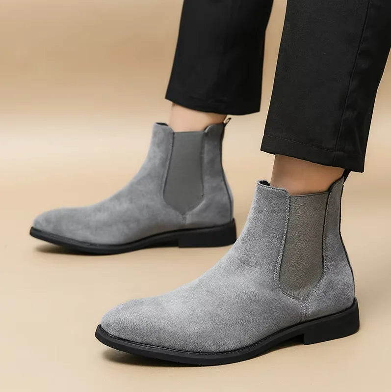 Pointed luxury suede ankle boots