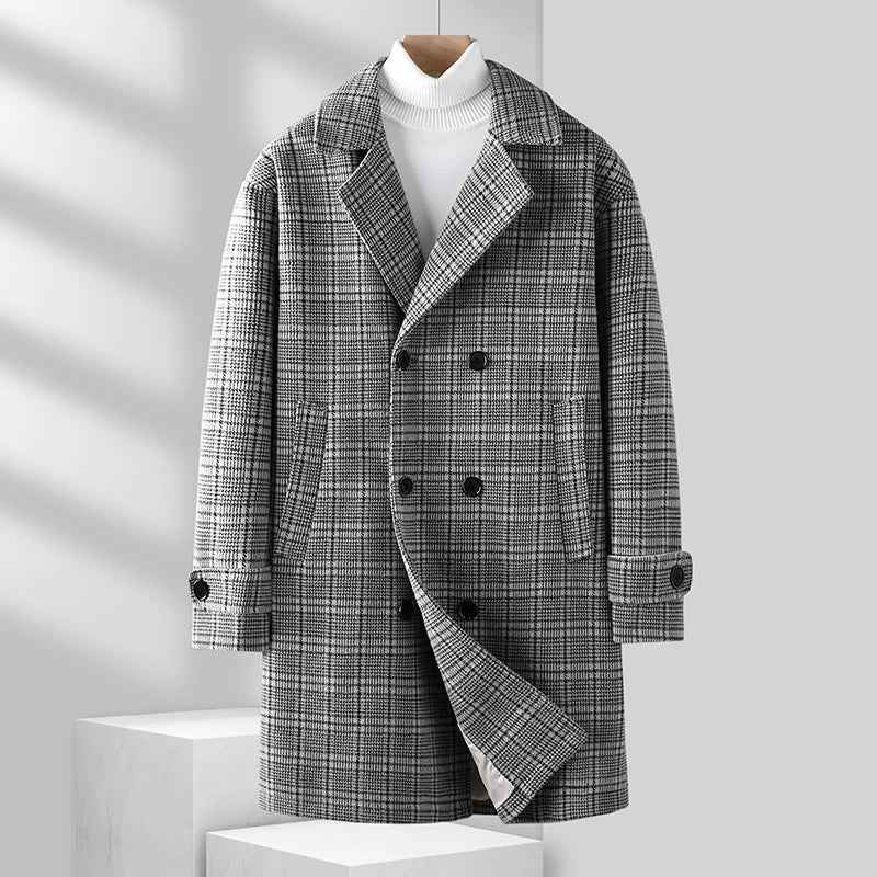 Men's Plaid Wool Coat