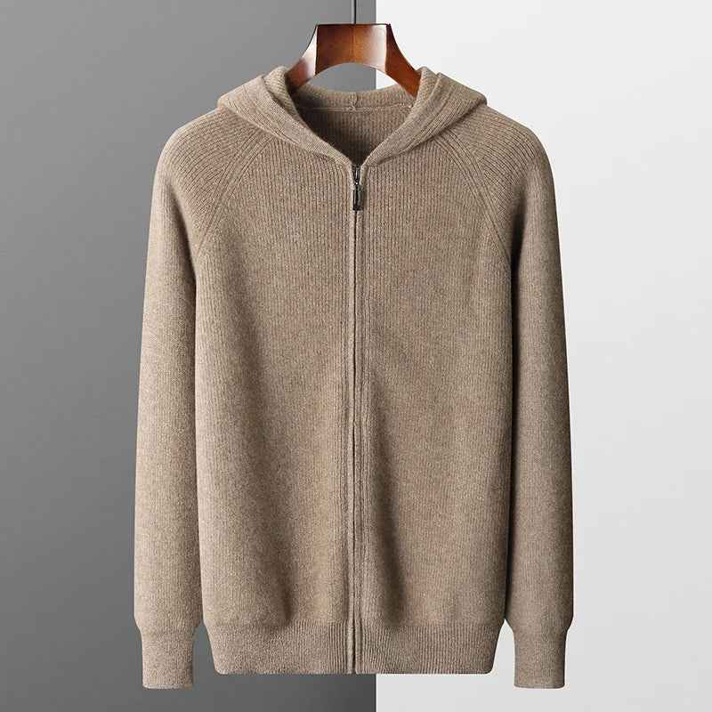 Men's Thick Knit Wool Zip Hoodie Cardigan - Autumn/Winter Jacket