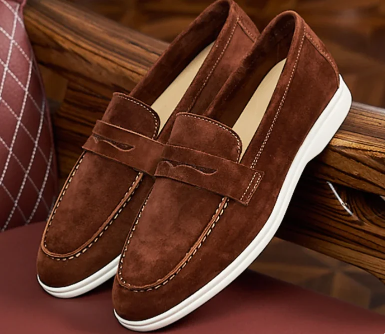 Genuine suede leather slip-on loafer