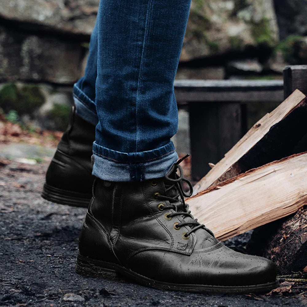 Men motorcycle leather casual boots