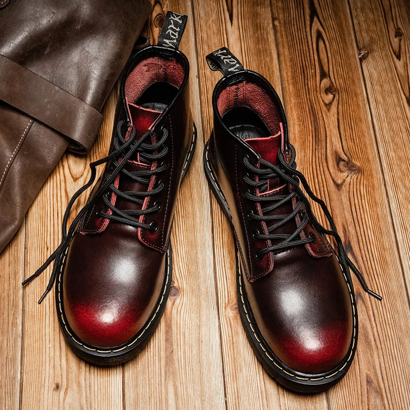 Heritage stitch ankle combat boot