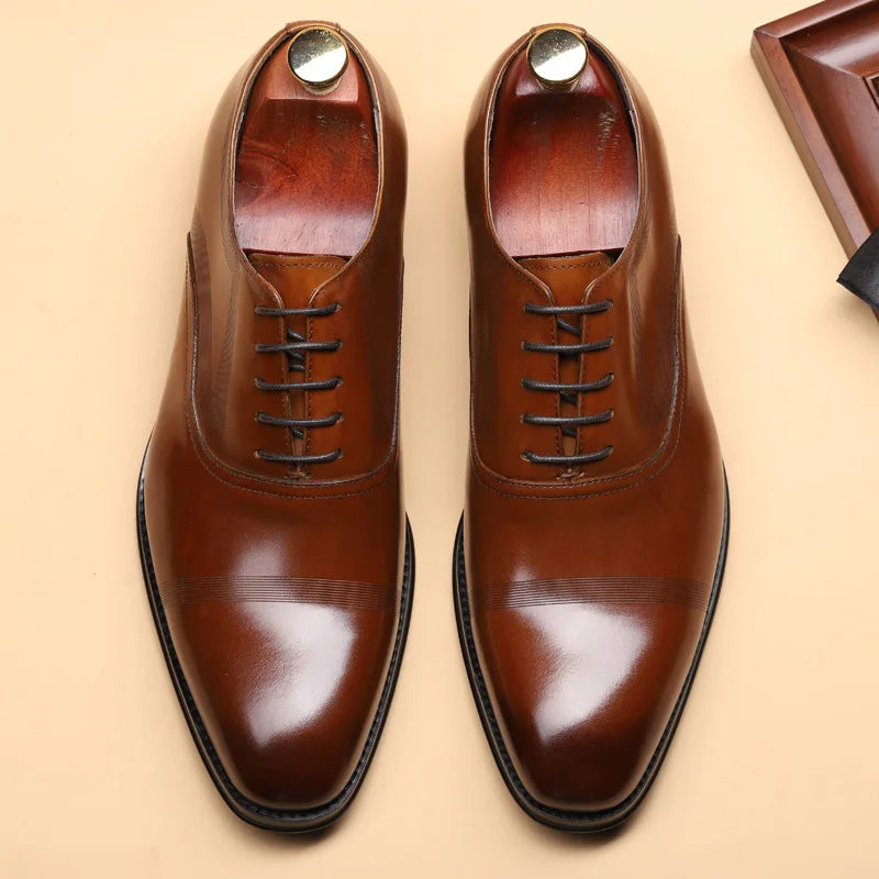 Genuine leather formal pointed toe shoes