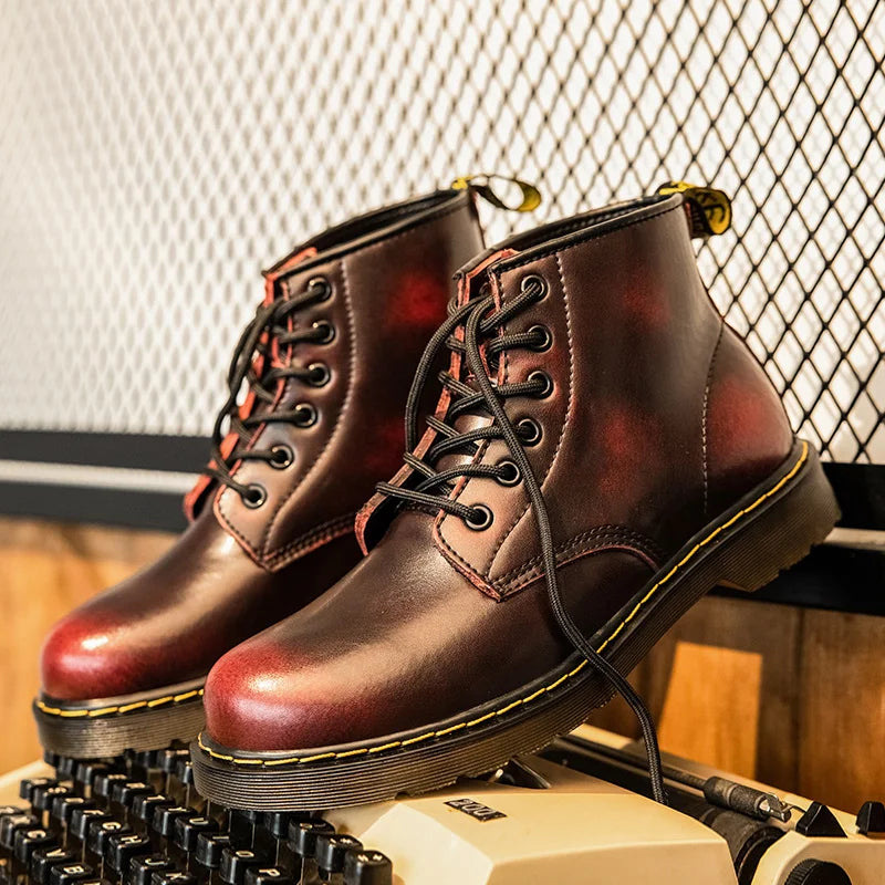 Heritage stitch ankle combat boot