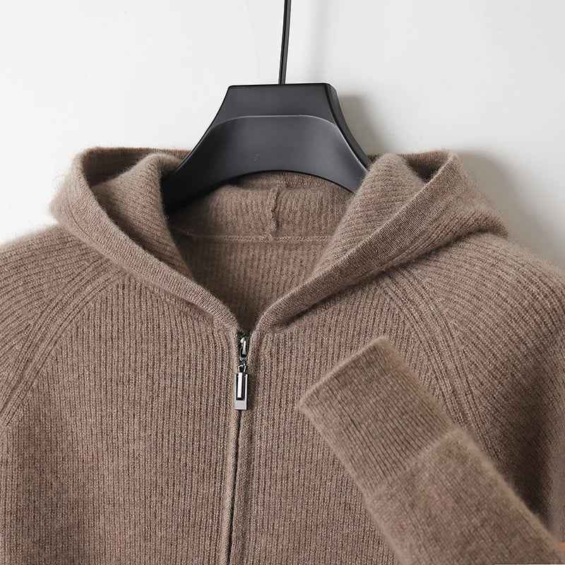 Wool Zip Hoodie Cardigan Men ‒ Thick Knit Autumn/Winter Zip Jacket