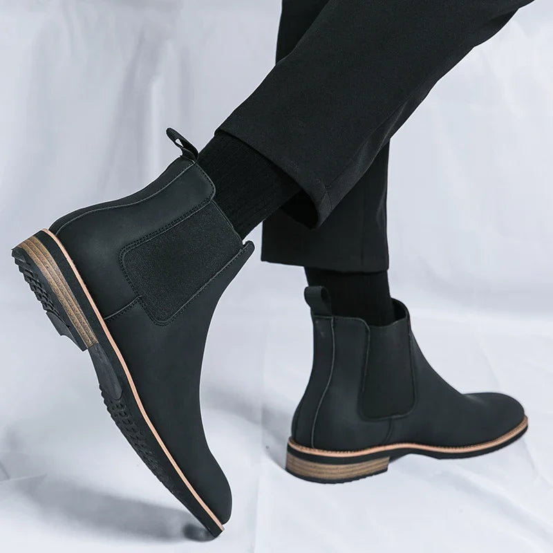 Leather high-top chelsea boots