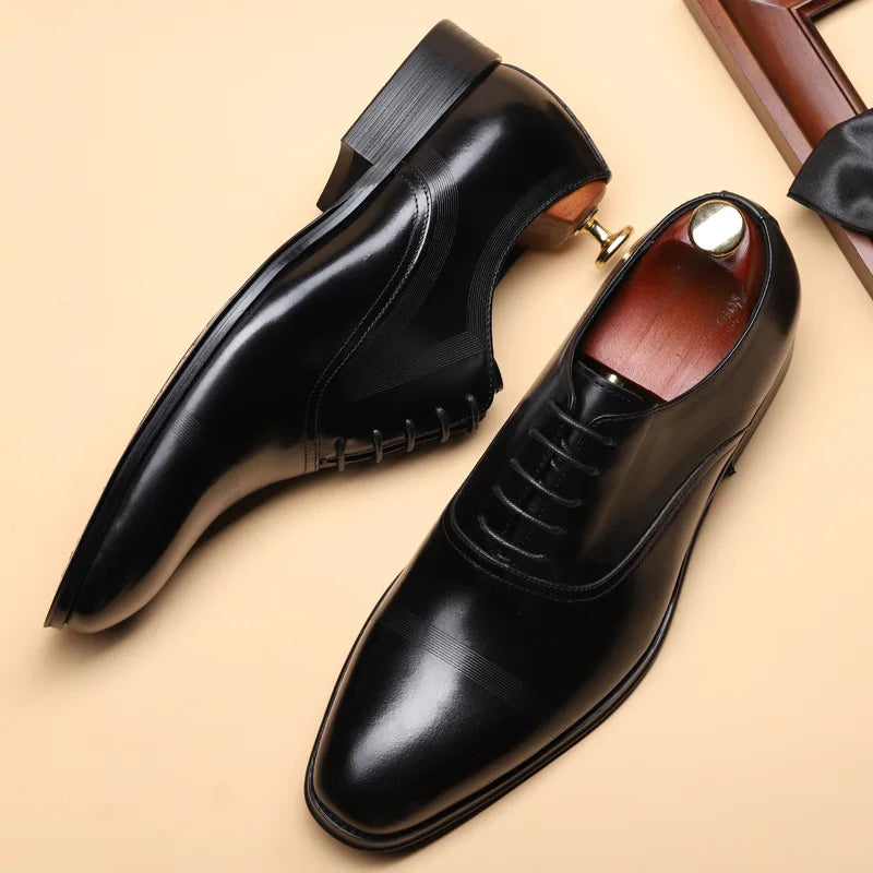 Genuine leather formal pointed toe shoes