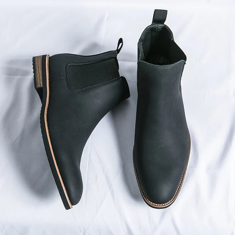 Leather high-top chelsea boots
