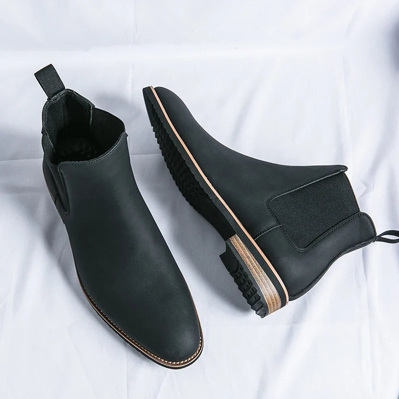 Leather high-top chelsea boots