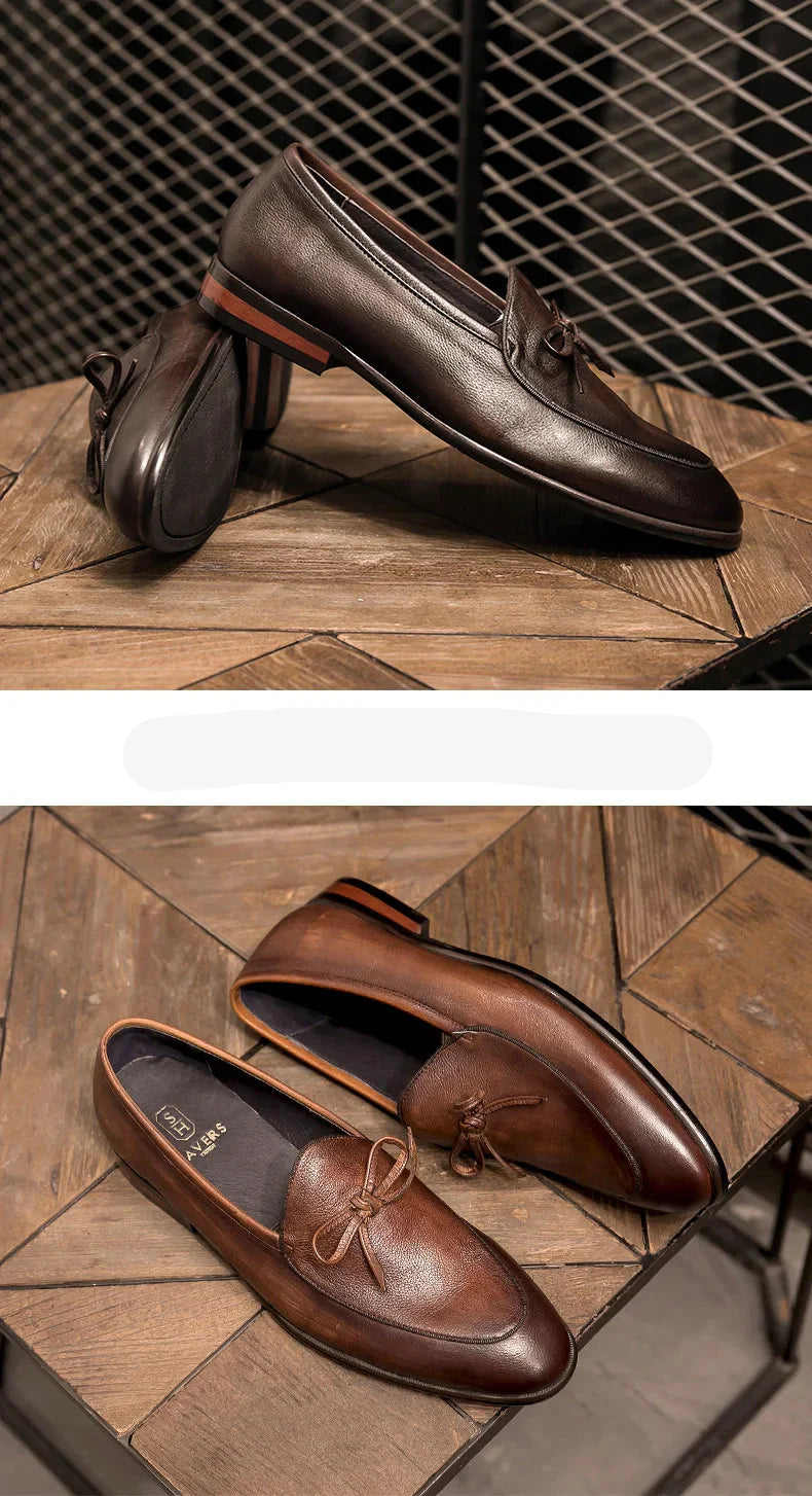 Square-toe bow loafer