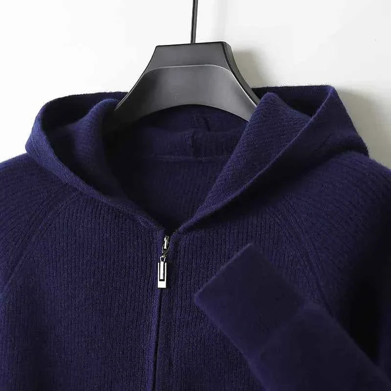Wool Zip Hoodie Cardigan Men ‒ Thick Knit Autumn/Winter Zip Jacket