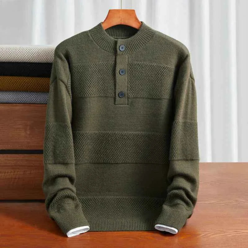 Men's Henley Pullover Sweater