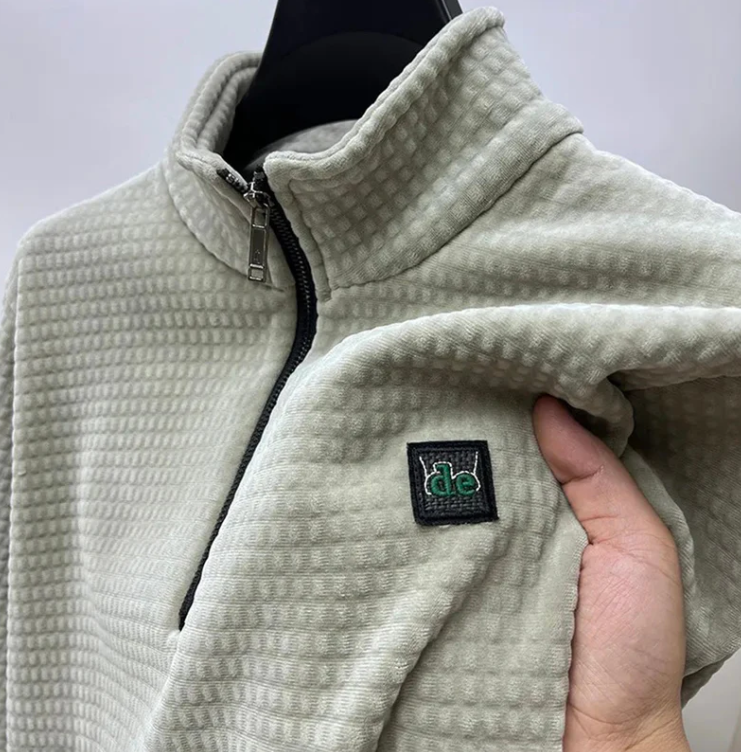 Men's Waffle Texture Quarter Zip Sweater - Breathable & Comfortable Fit