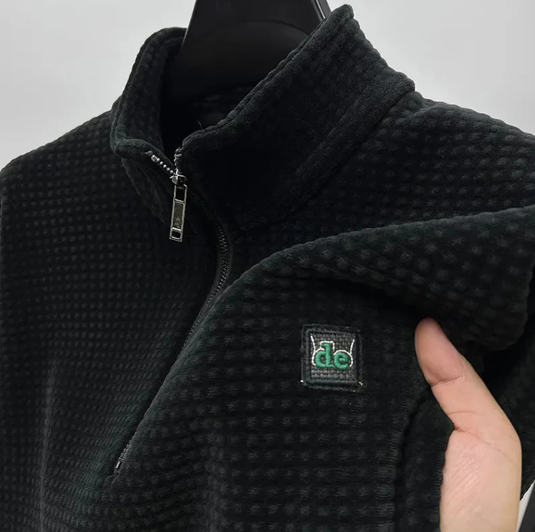 Men's Waffle Texture Quarter Zip Sweater - Breathable & Comfortable Fit