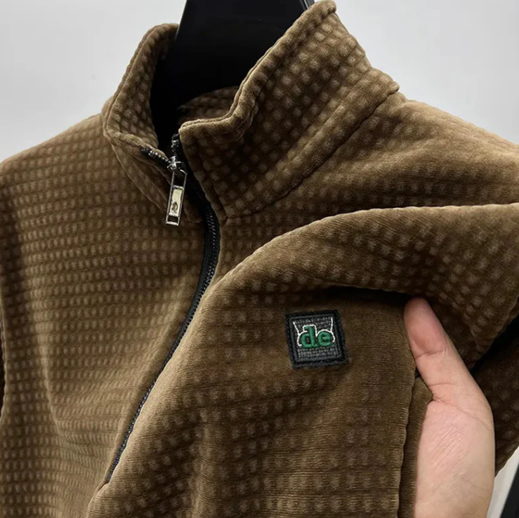 Men's Waffle Texture Quarter Zip Sweater - Breathable & Comfortable Fit