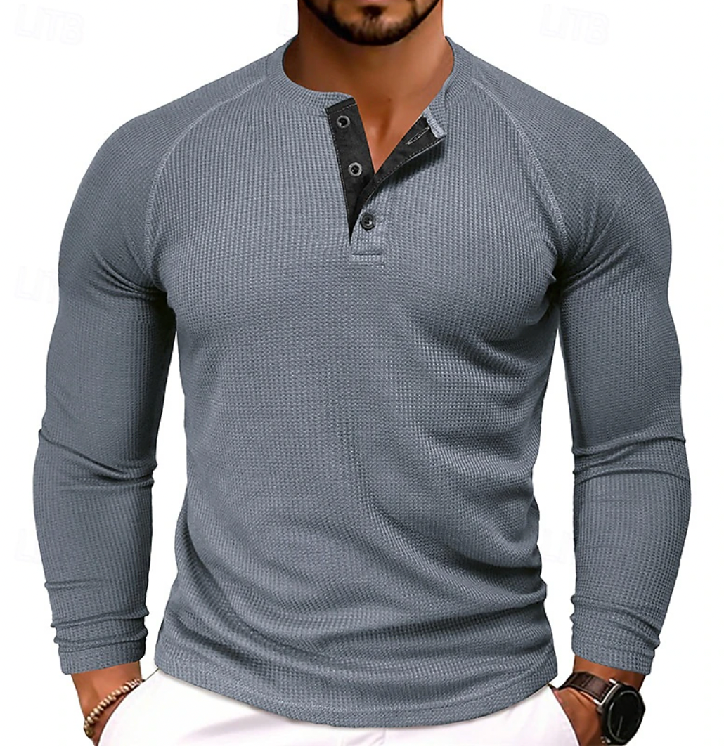 Men's Long Sleeve Henley Shirt