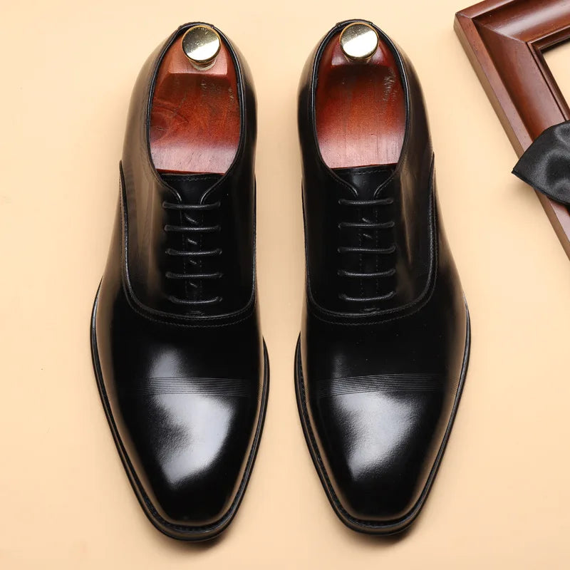 Genuine leather formal pointed toe shoes