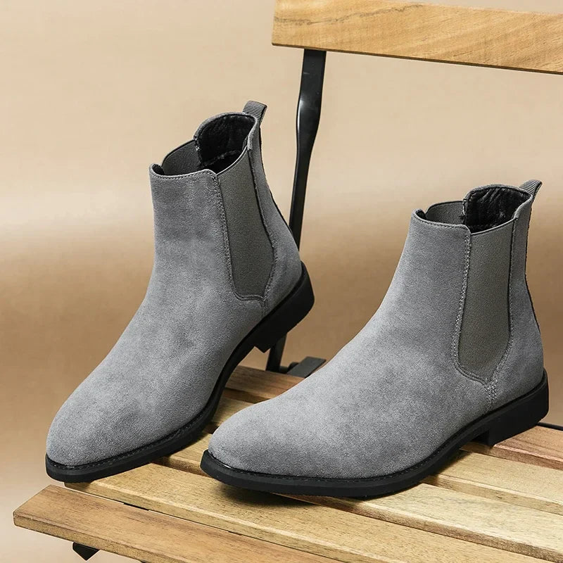 Pointed luxury suede ankle boots