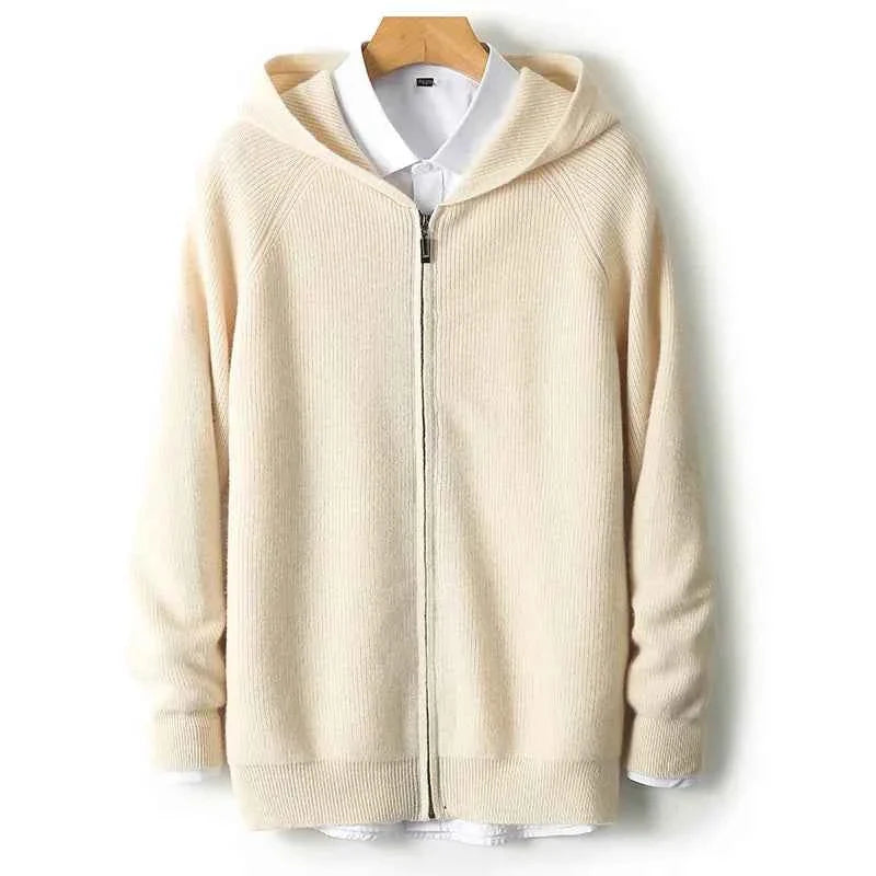 Men's Thick Knit Wool Zip Hoodie Cardigan - Autumn/Winter Jacket