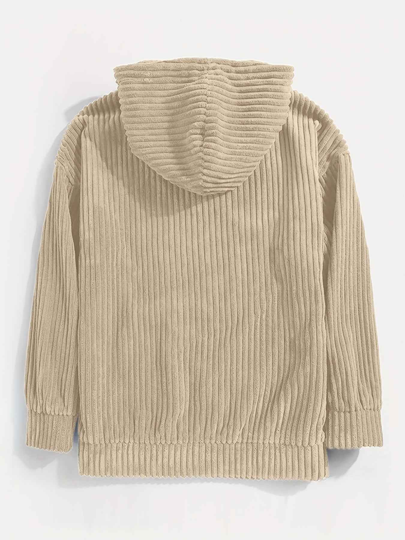 Men's Corduroy Hoodie Sweater – Relaxed Fit with Kangaroo Pocket